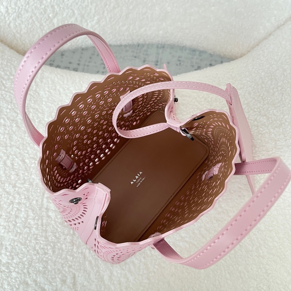 Alaia Blush Pink Laser-Cut Mini Crossbody with Matching Wallet - Picture 9 of 9